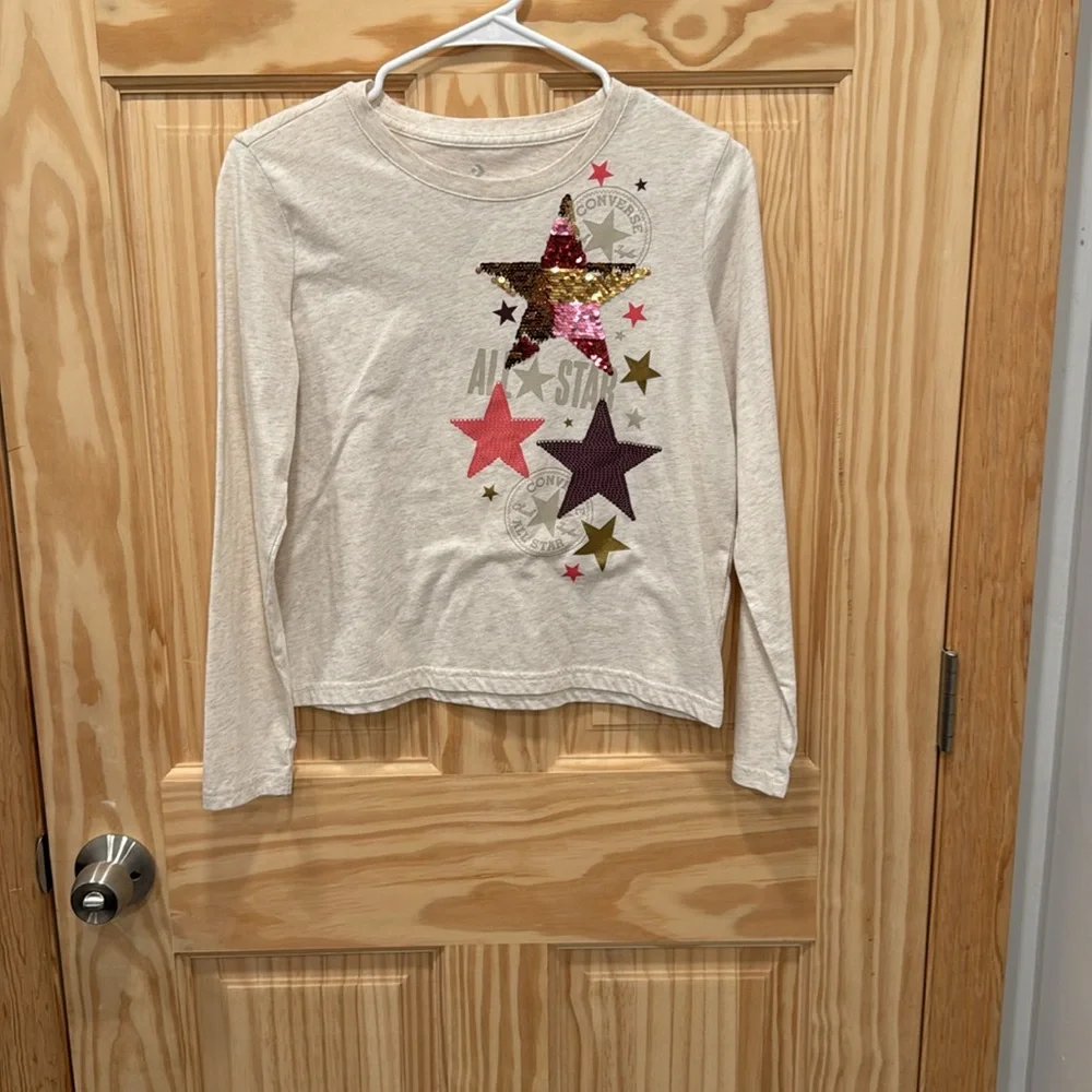 Converse Pink and Purple Long Sleeve Tee with Star Design
